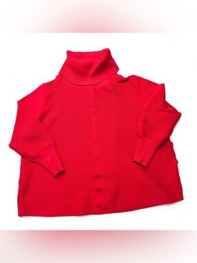 Cyrus Bright Red Ribbed Turtleneck Cowl Neck Pullover Sweater Holiday 2X